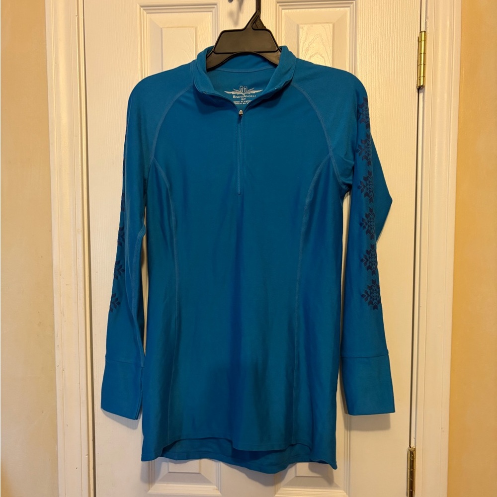 Snow Angel "Diva Blue" Zip T-Neck Graphic Doeskin Women’s👩🏻 Baselayer Sz S